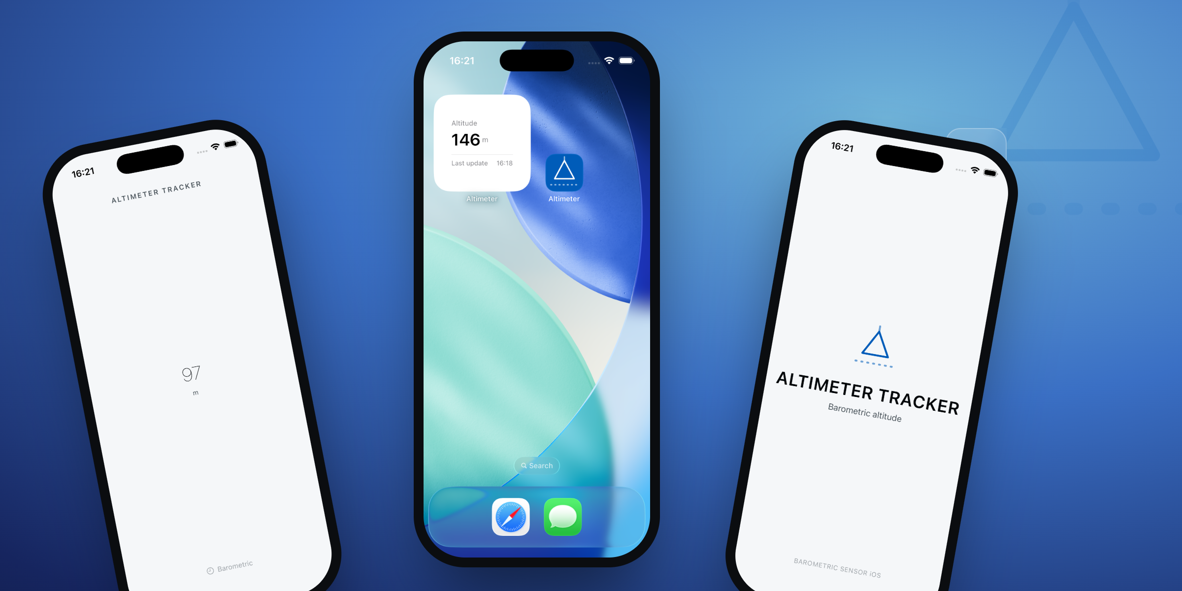 Altimeter Tracker — app screens and icon