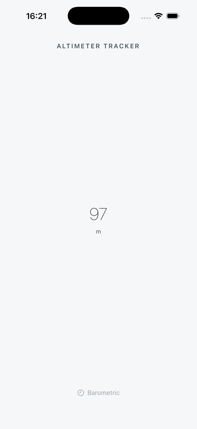 Altimeter Tracker — live altitude reading